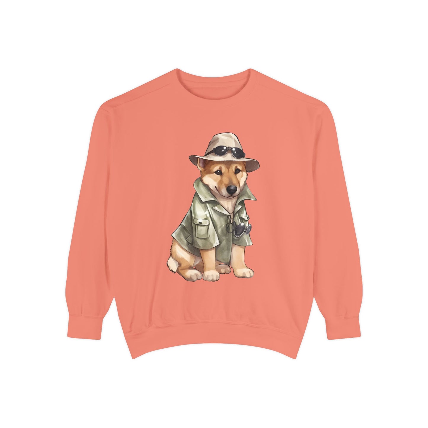 Unisex Dog Lover Sweatshirt With a Graphic of German Shepherd Wearing Detector's Hat and Costume