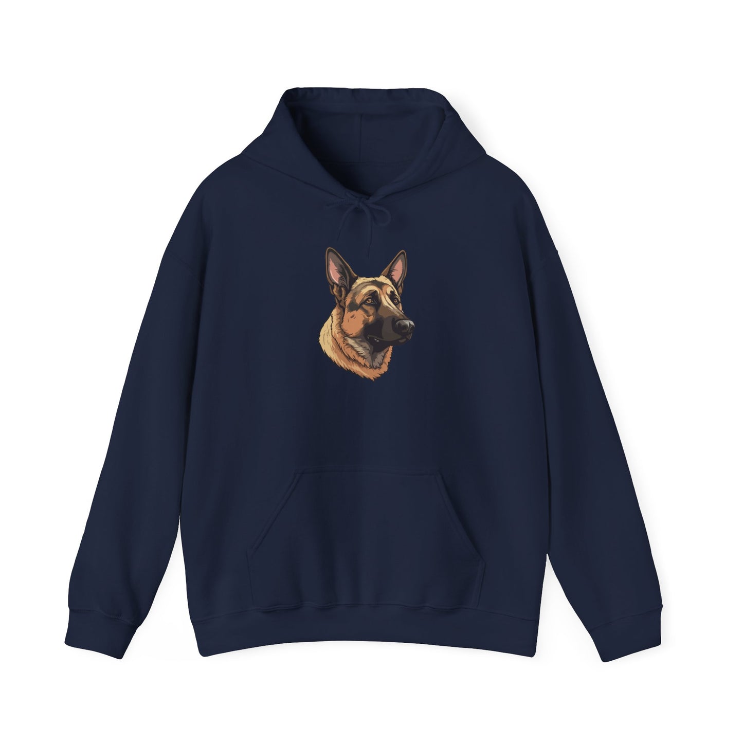 Unisex Dog Lover Hoodie With a Close Up Graphic of Serious German Shepherd