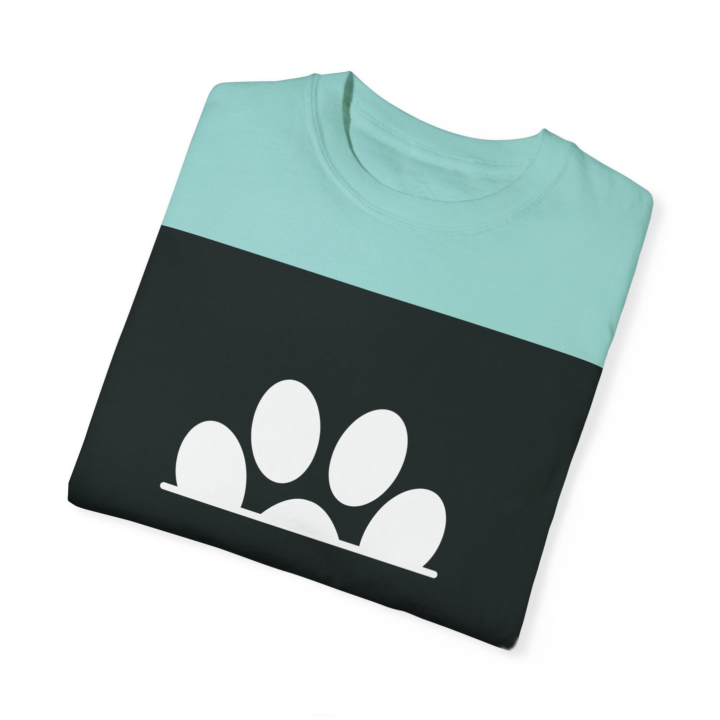 Unisex Dog Lover T-Shirt With Design of Dog's White Paw Print Whose Metacarpal is Split and Caption Selfless Beings