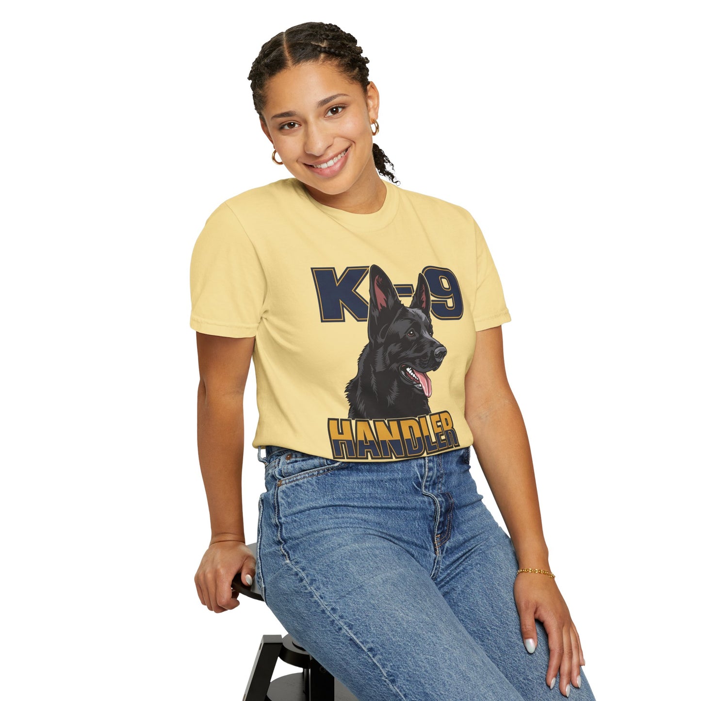 Black German Shepherd K-9 Handler T-Shirt, Garment-Dyed Unisex Tee for Dog Lovers