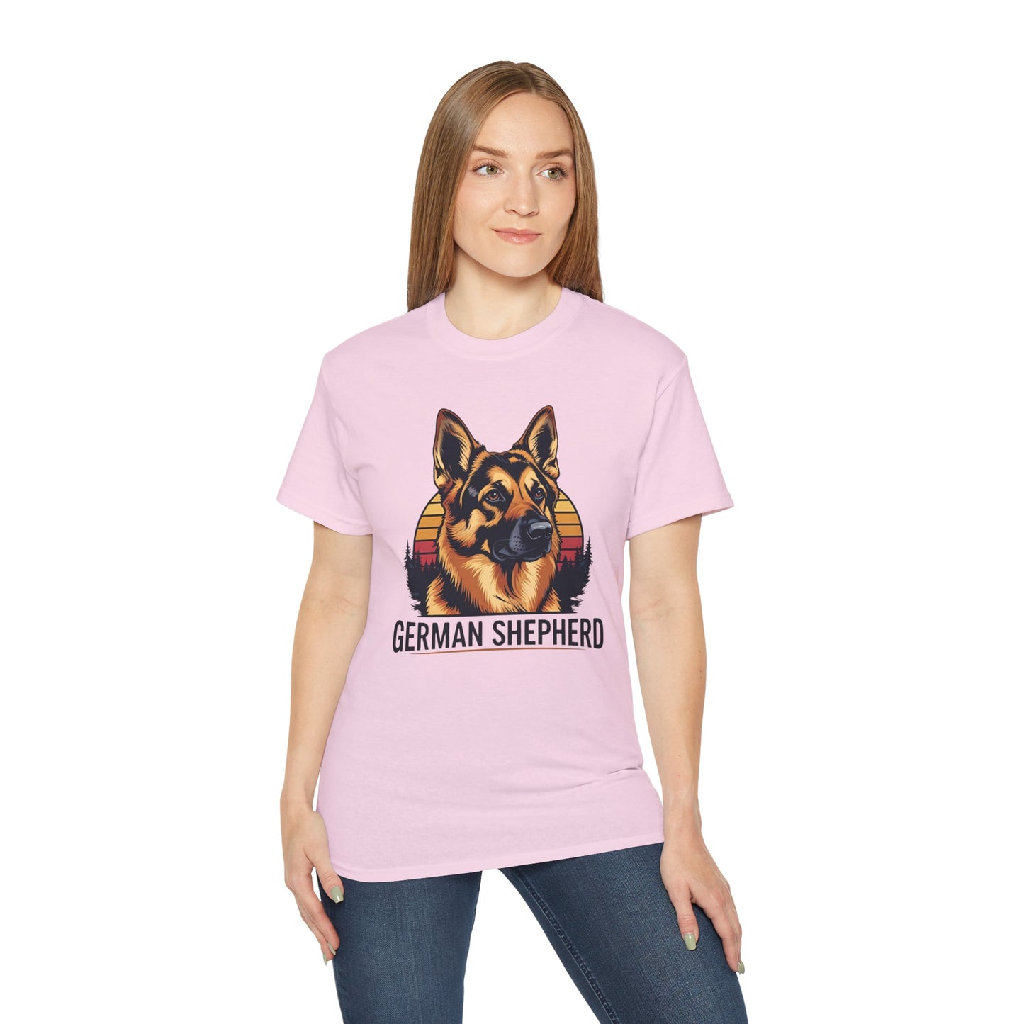 German Shepherd Ultra Cotton Tee, Dog Lover Gift, Retro Design, Pet Owner Shirt, Animal Apparel, Birthday Gift, Casual Wear