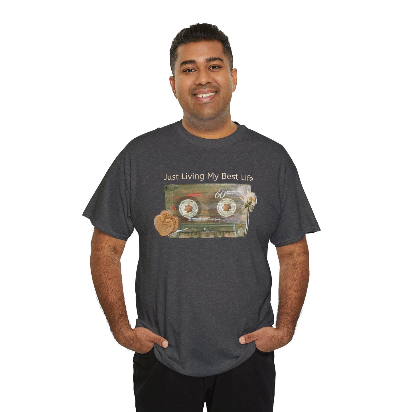 Just Living My Best Life Tee, Vintage Cassette T-Shirt, Casual Wear, Gift for Friends, Music Lover's Apparel