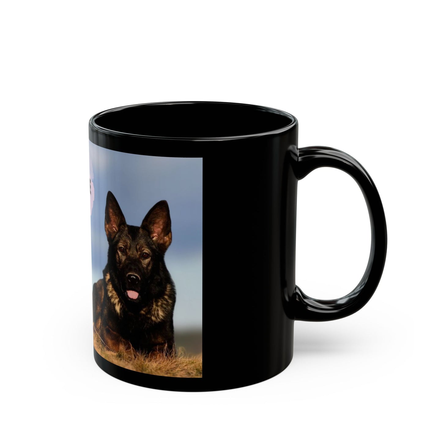 Black Ceramic Dog Lover Mug With a Working Line German Shepherd and Caption My German Shepherd The One Who is Always by My Side Through Thick and Thin
