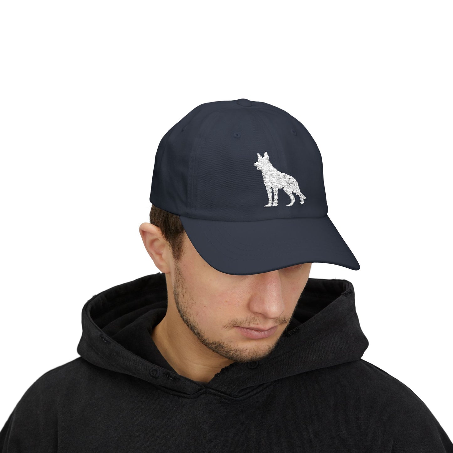 Classic German Shepherd Embroidered Dad Cap, Dog Silhouette, Casual Unisex Hat, Perfect Gift for Dog Lovers