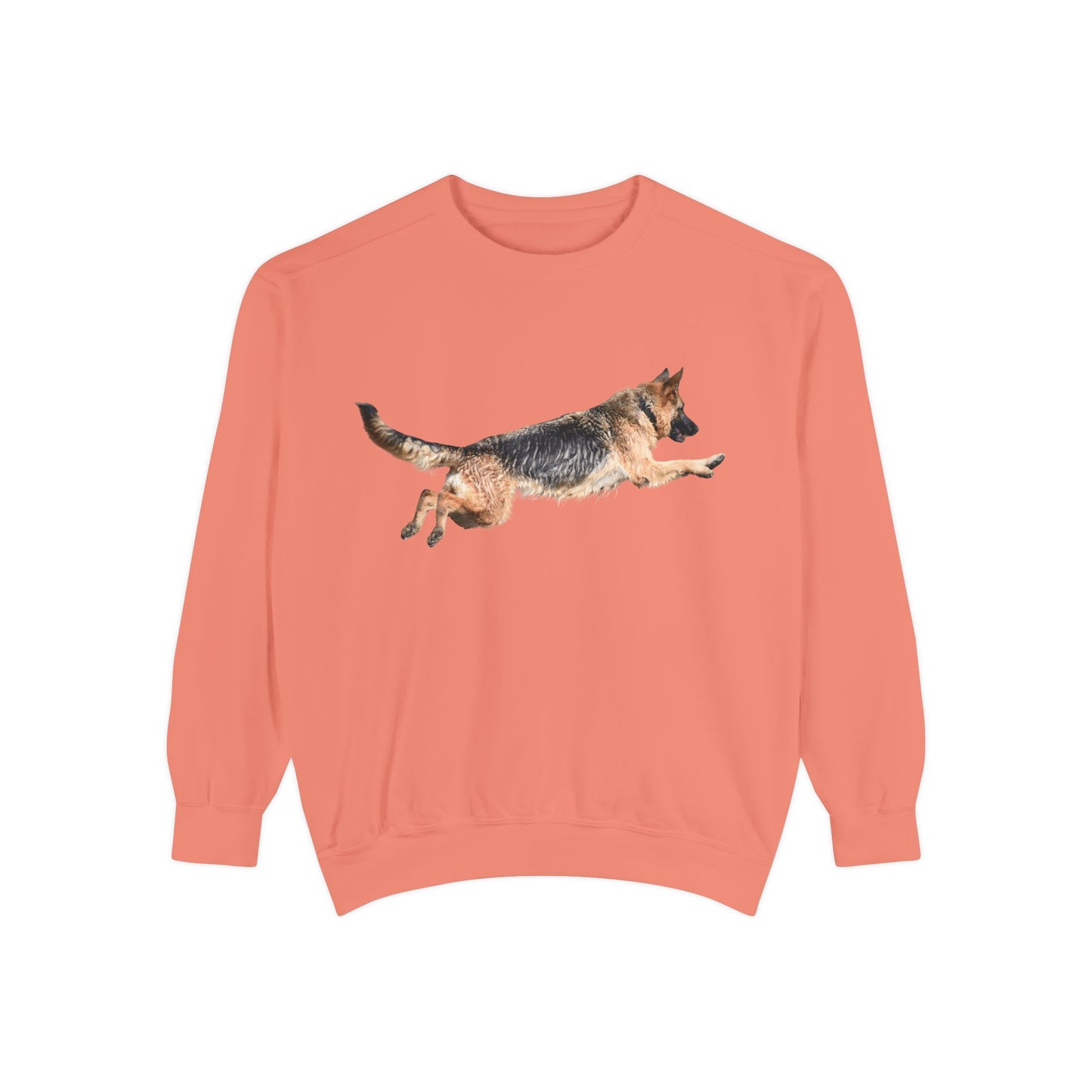 Unisex Dog Lover Sweatshirt With a Wet German Shepherd Jumping in the Air