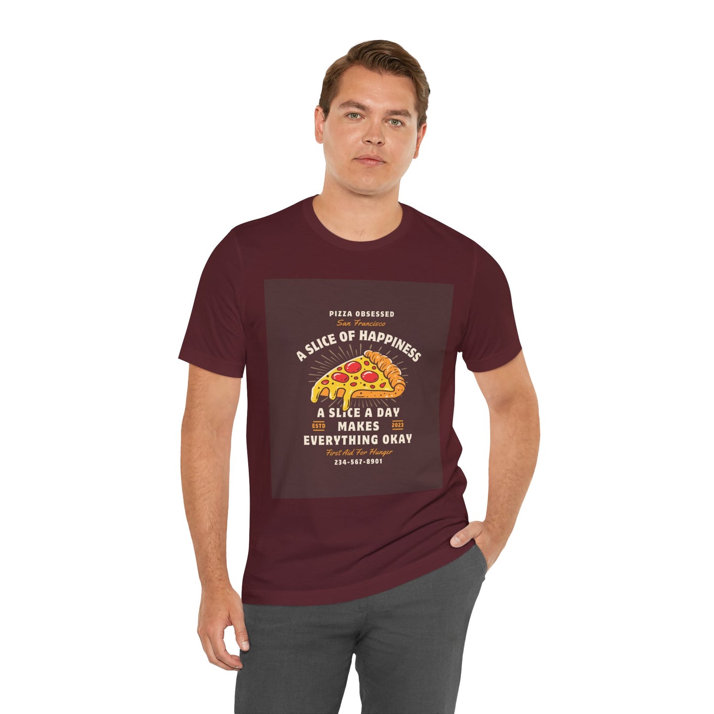 Pizza Lover's Happiness Tee, Fun Unisex T-Shirt, Casual Wear, Gift for Foodies, Pizza Party Attire, Comfortable Daily Shirt