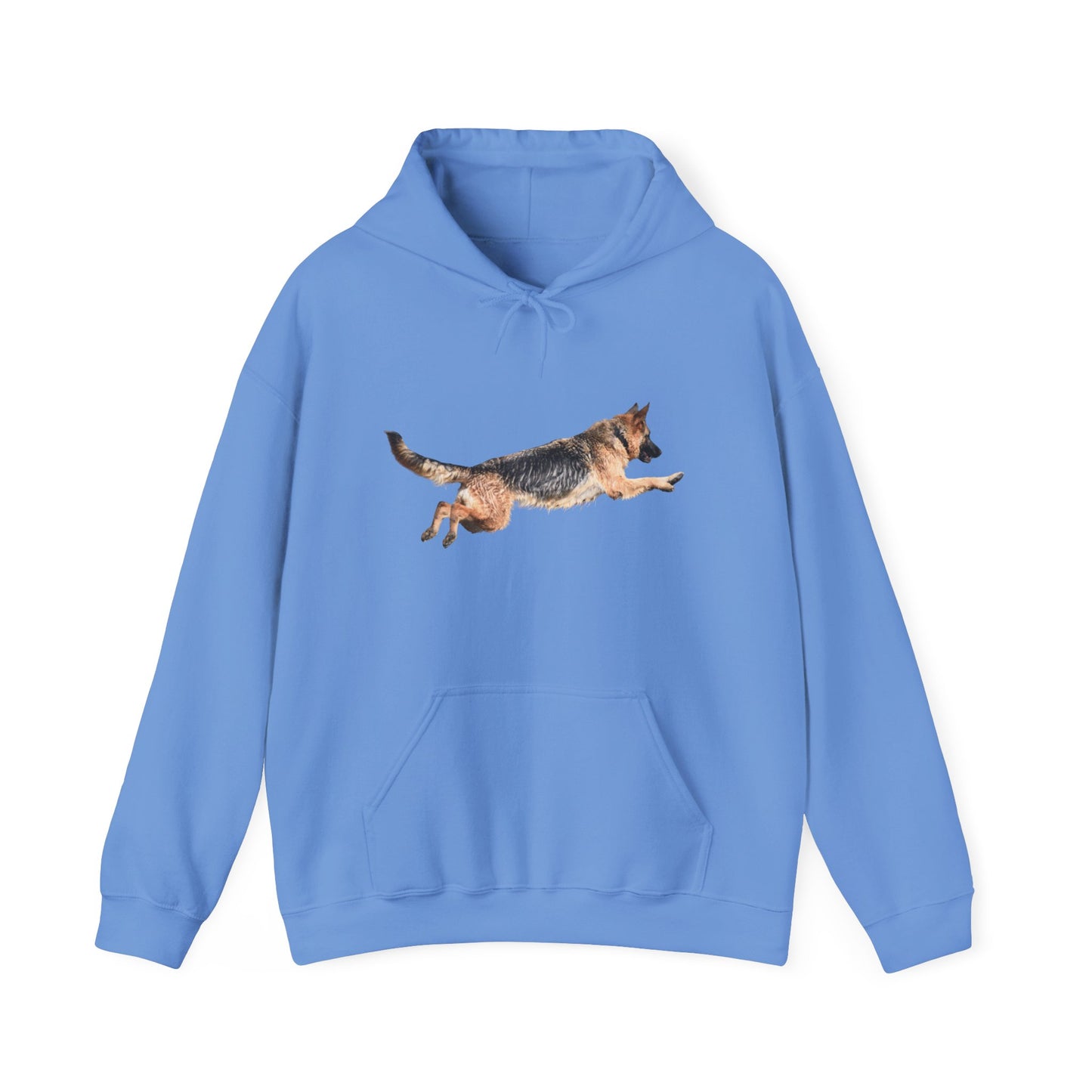Unisex Dog Lover Hoodie With a Wet German Shepherd Jumping in the Air