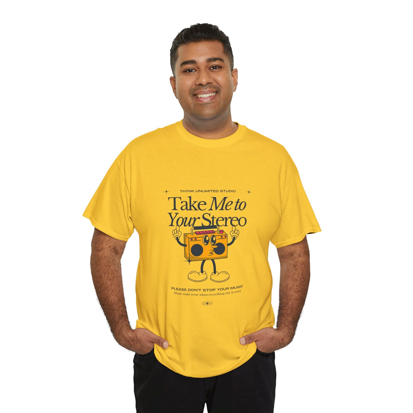Retro Music Lover Tee - Take Me To Your Stereo, Vintage Style Shirt, Graphic T-Shirt, Unisex Cotton Top, Perfect Gift for Musicians, Summer Outfit
