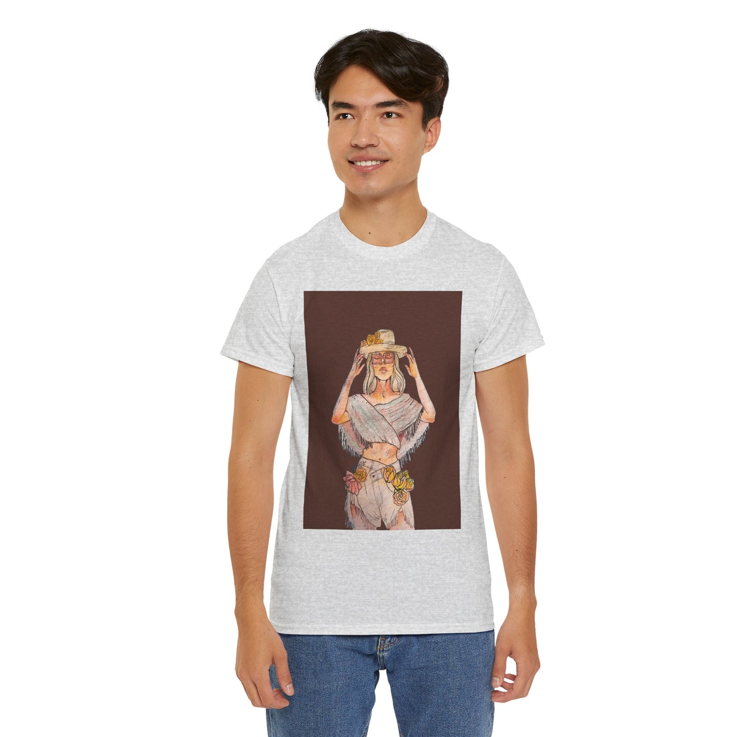 Bohemian Vibes Unisex Heavy Cotton Vintage Tee, Casual Wear, Summer Style Shirt, Gift for Her, Festival Outfit, Art-Inspired Apparel