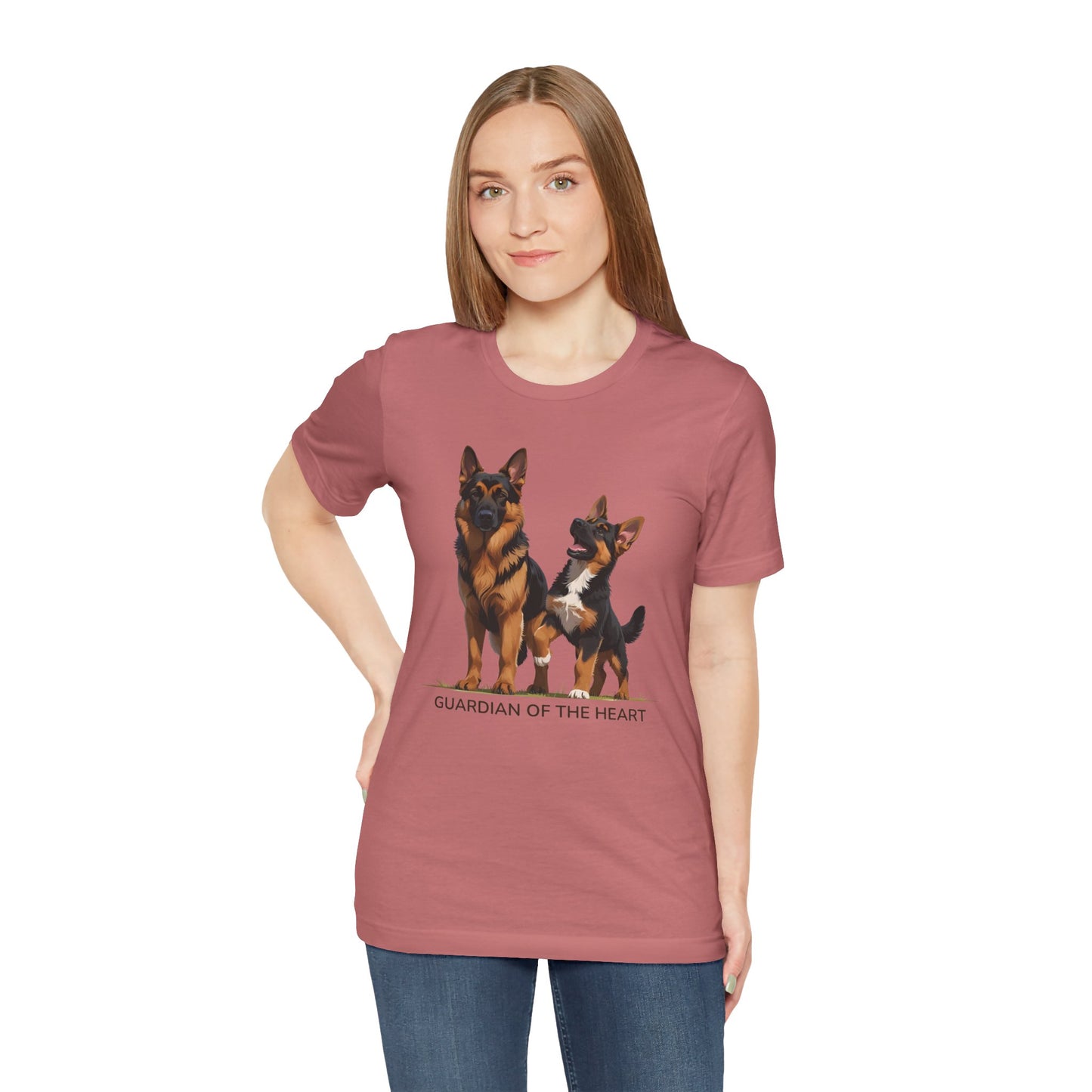 German Shepherd and Puppy Tee - Guardian of the Heart, Gifting for Pet Owners, Cute Graphic Shirt, Perfect for Birthdays, Dog-Themed Apparel