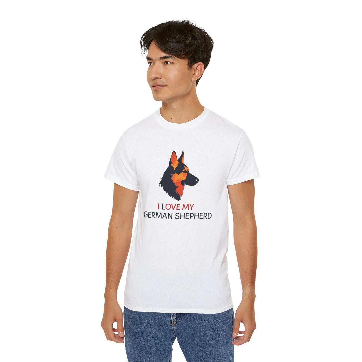 German Shepherd Lovers Unisex Ultra Cotton Tee - "I Love My German Shepherd", Dog Owner Gift, Canine Apparel, Pet Lover T-Shirt