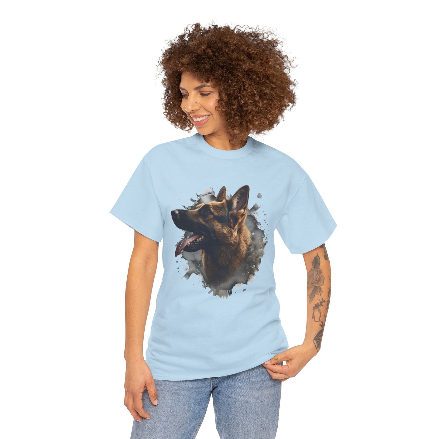 German Shepherd Lover Tee With 3D Design, Unisex Cotton Shirt, Dog T-Shirt, Pet Lovers Gift, Animal Enthusiast Apparel