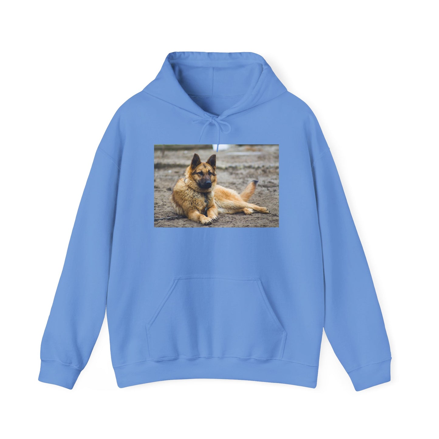 Unisex Hoodie With a Beautiful Tan German Shepherd Lying on the Ground