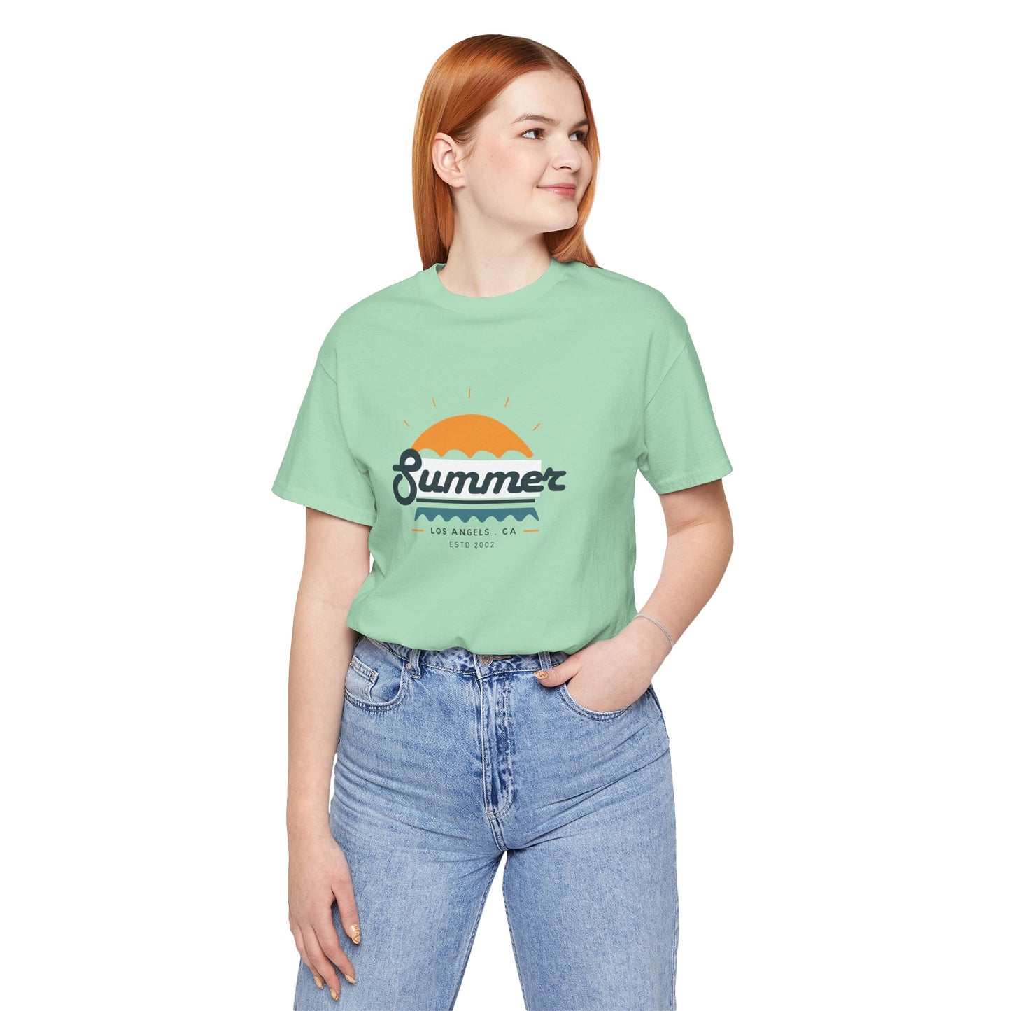 Summer Vibes Unisex Jersey Short Sleeve Tee, Beach Shirt, Casual Summer Wear, Gift for Friends, Coastal Adventure Top, LA Style Tee