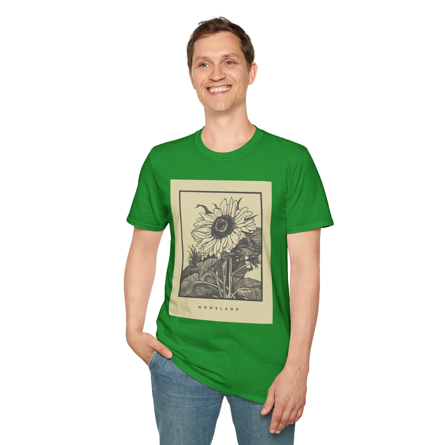 Vintage Sunflower Unisex T-Shirt, Softstyle Tee, Casual Wear, Nature Lover Gift, Summer Fashion, Homelands Design