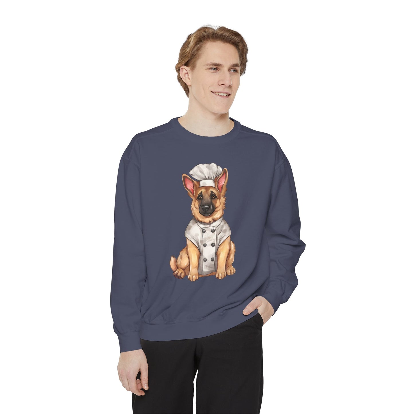 Chef German Shepherd Unisex Garment-Dyed Sweatshirt - Cute Dog Lover Gift
