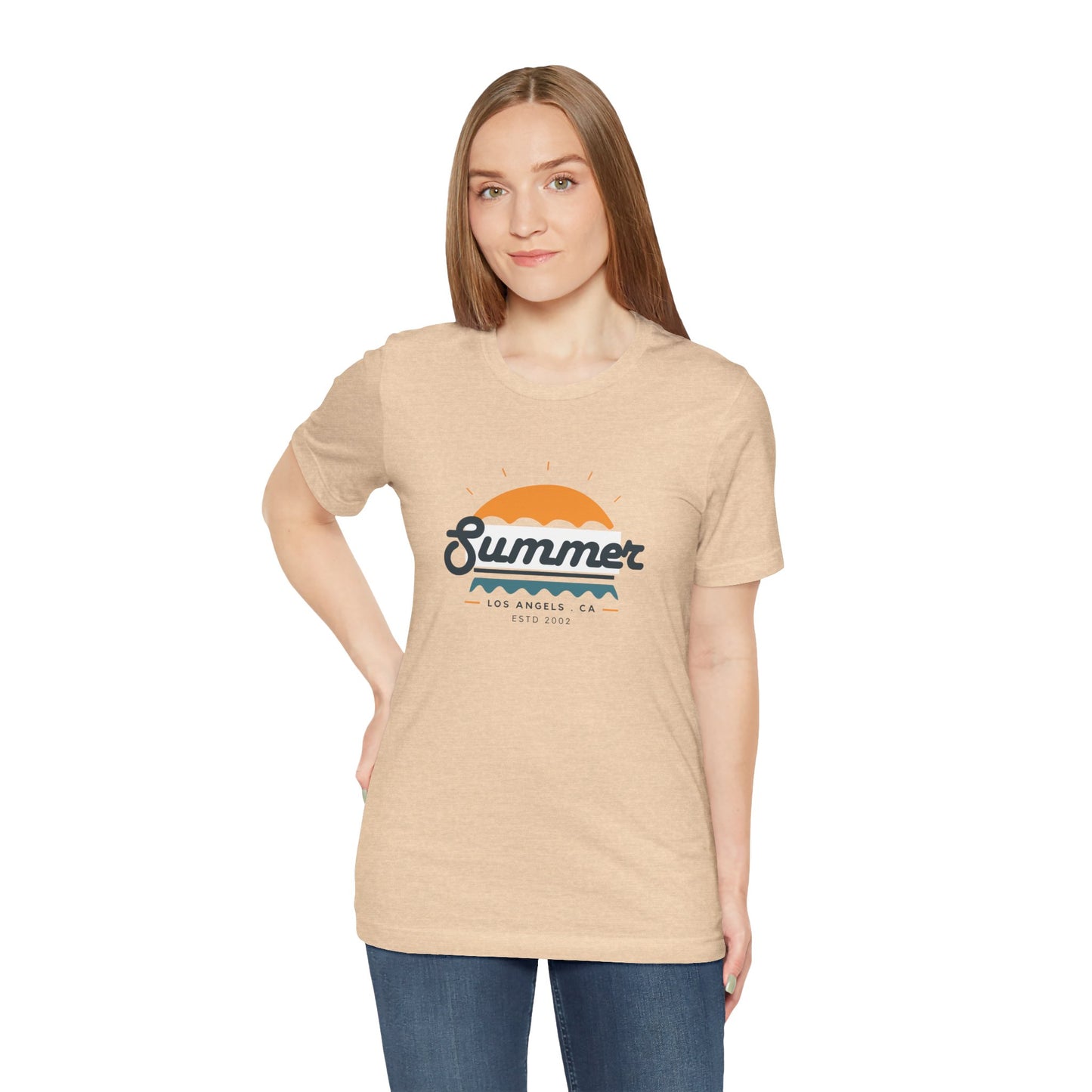 Summer Vibes Unisex Jersey Short Sleeve Tee, Beach Shirt, Casual Summer Wear, Gift for Friends, Coastal Adventure Top, LA Style Tee
