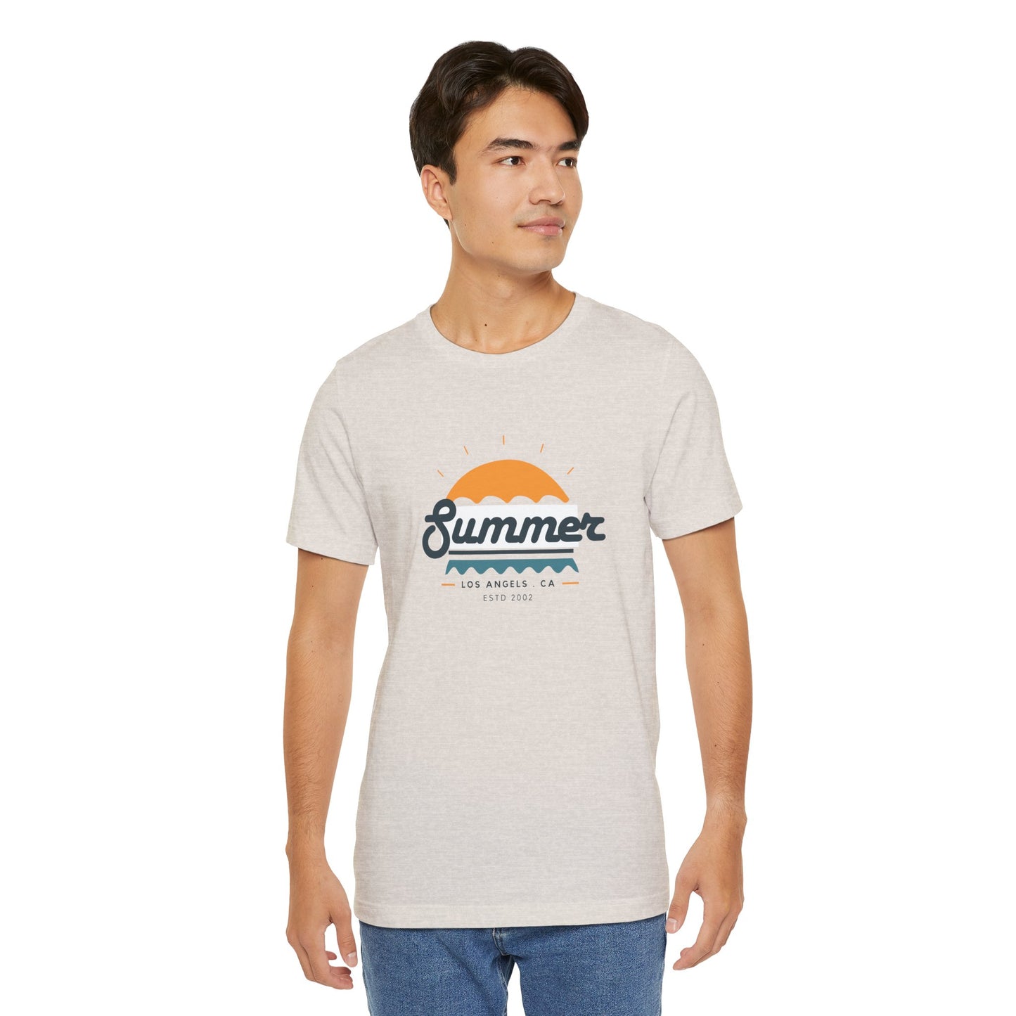 Summer Vibes Unisex Jersey Short Sleeve Tee, Beach Shirt, Casual Summer Wear, Gift for Friends, Coastal Adventure Top, LA Style Tee
