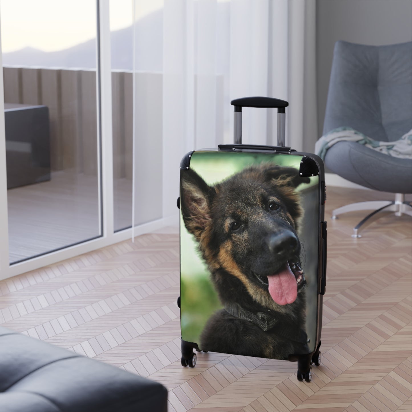 Personalized Dog Photo Suitcase - Cute German Shepherd Puppy