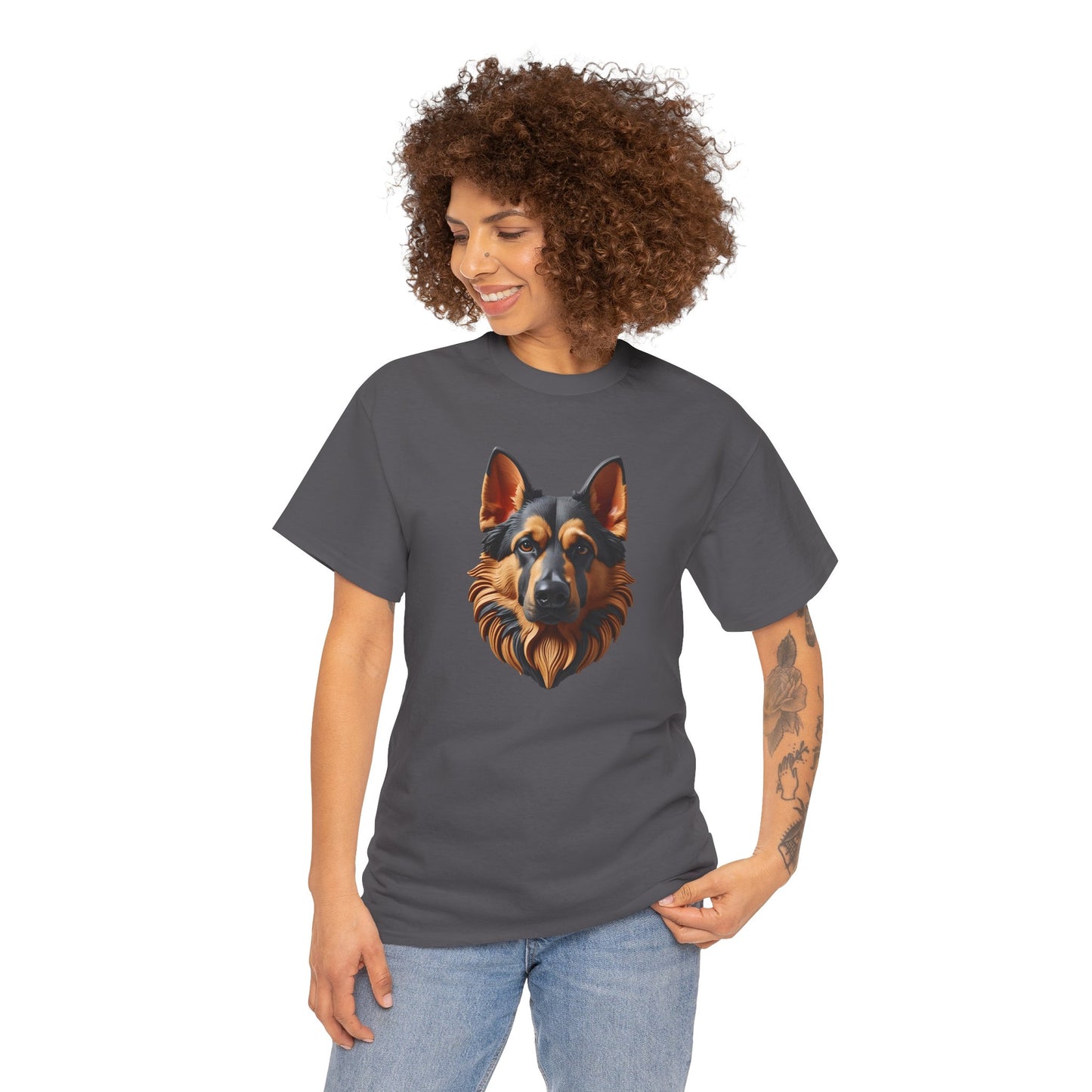 German Shepherd Lover Tee With 3D Design, Unisex Cotton Shirt, Dog T-Shirt, Pet Lovers Gift, Animal Enthusiast Apparel
