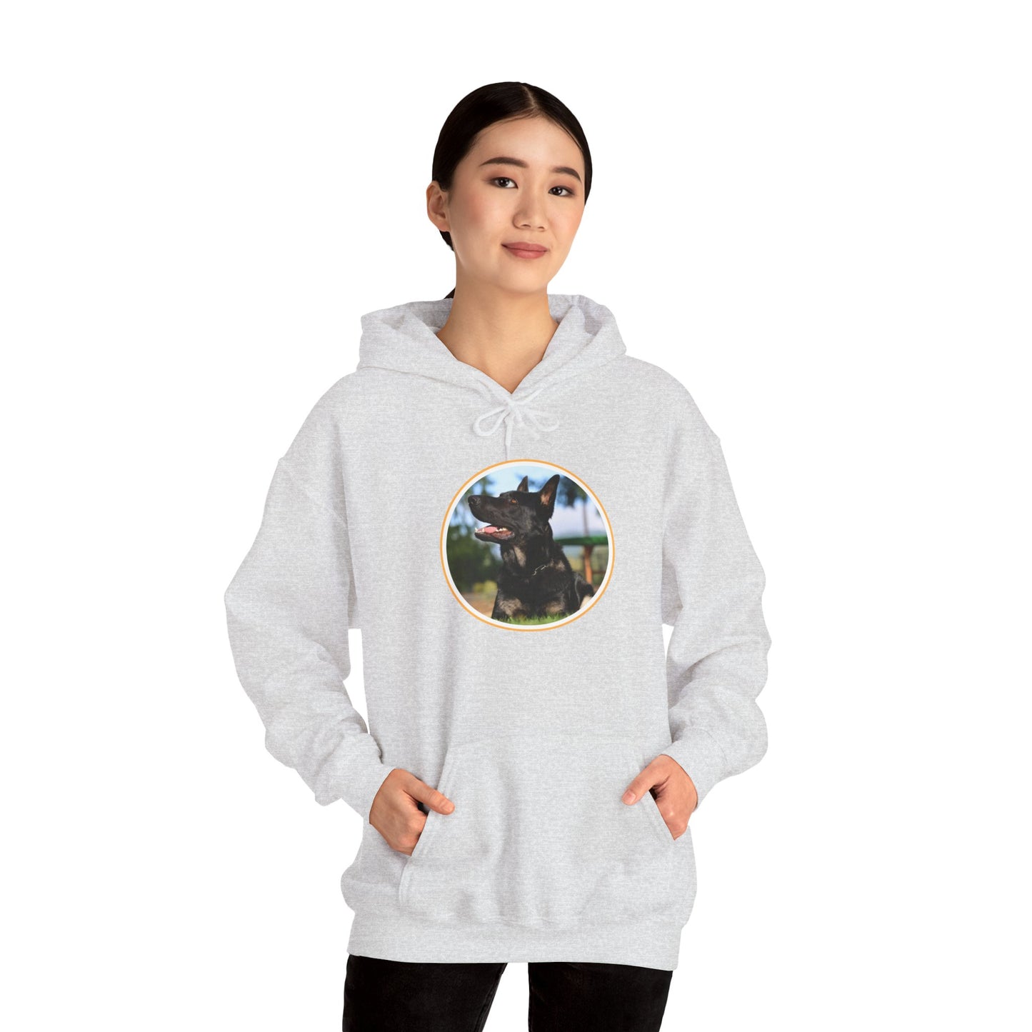 Unisex Dog Lover Hoodie With Bicolor German Shepherd with Intense Expression