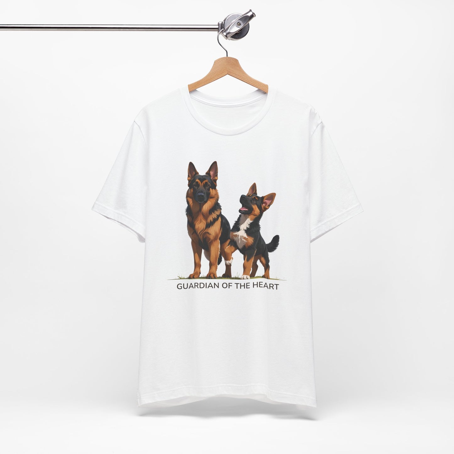 German Shepherd and Puppy Tee - Guardian of the Heart, Gifting for Pet Owners, Cute Graphic Shirt, Perfect for Birthdays, Dog-Themed Apparel