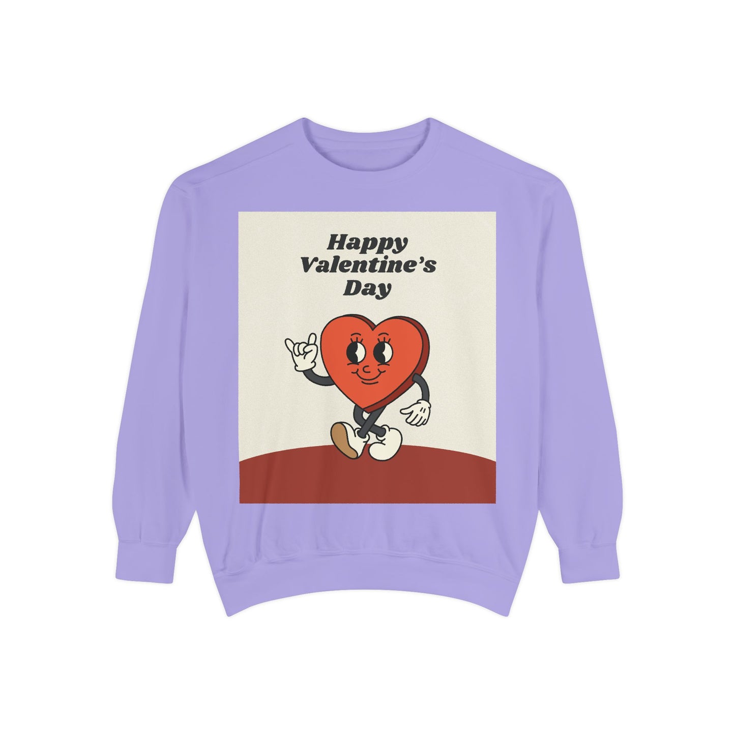 Unisex Valentine's Day Sweatshirt With a Heart Character and Caption Happy Valentine's Day