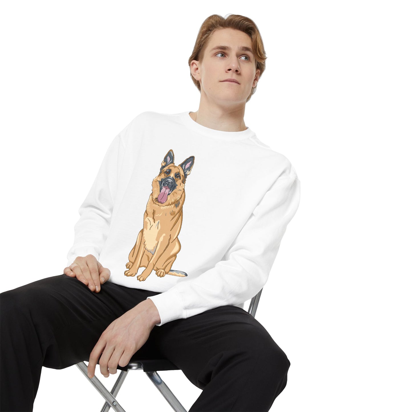 Unisex Dog Lover Sweatshirt With a Graphic of a German Shepherd Sloppily Standing