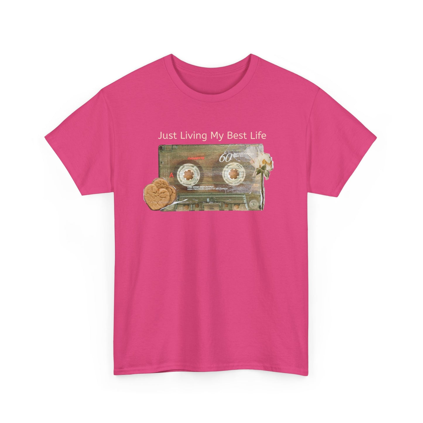 Just Living My Best Life Tee, Vintage Cassette T-Shirt, Casual Wear, Gift for Friends, Music Lover's Apparel