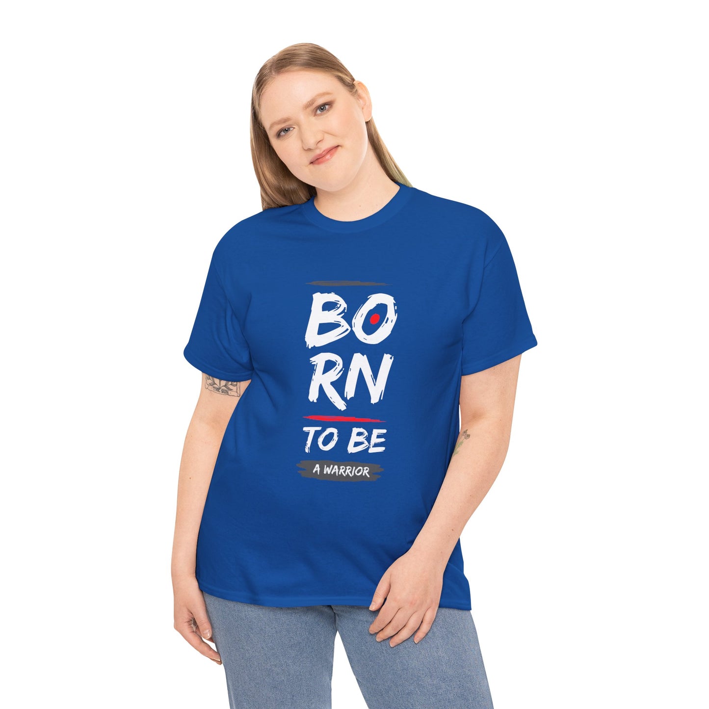 Born to Be a Warrior Unisex Heavy Cotton Tee, Inspirational Shirt for Veterans, Motivational Gift, Fitness Apparel, Casual Wear