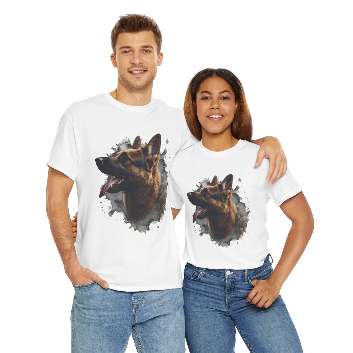 German Shepherd Lover Tee With 3D Design, Unisex Cotton Shirt, Dog T-Shirt, Pet Lovers Gift, Animal Enthusiast Apparel