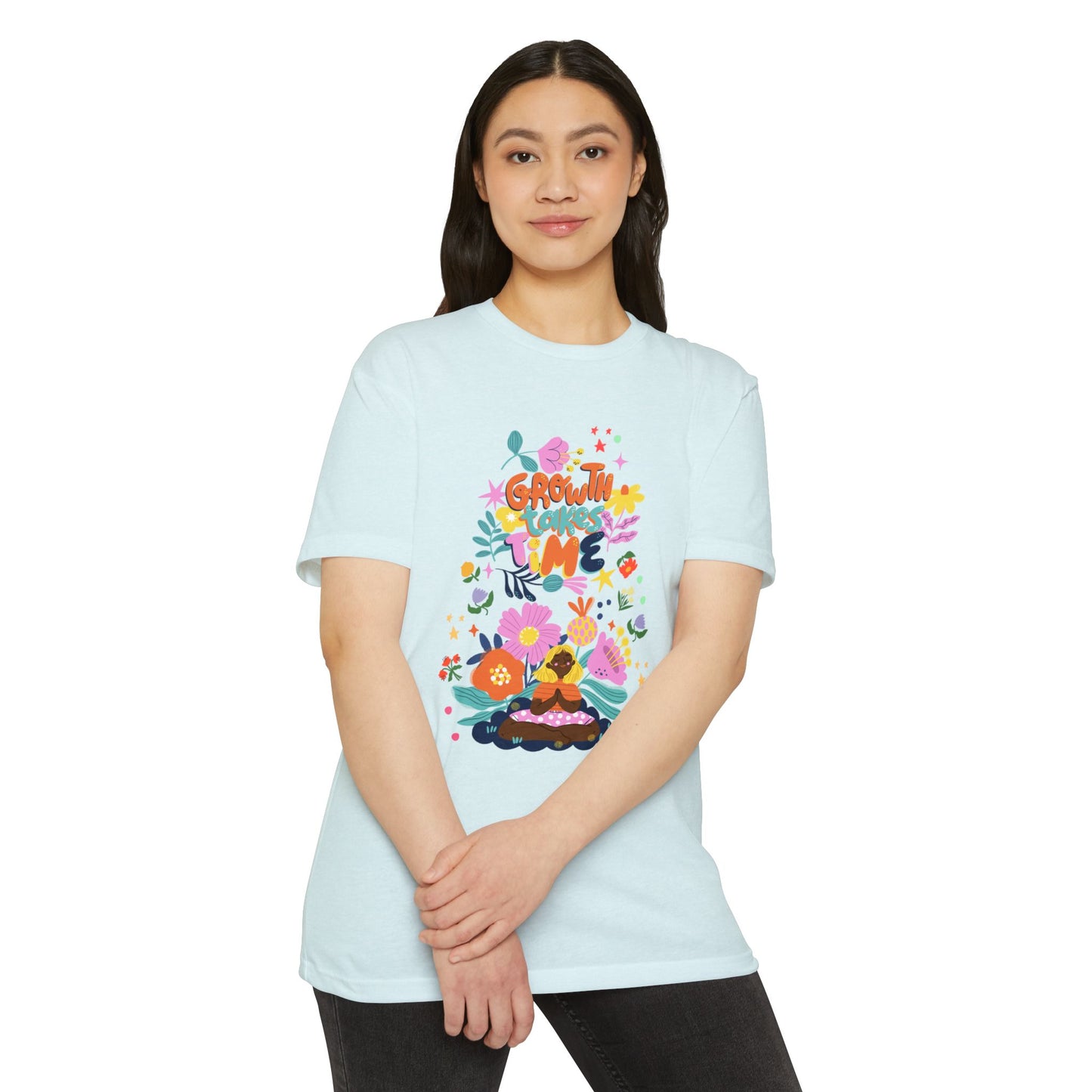Growth Takes Time Floral Unisex T-Shirt, Spring Tee, Inspirational T-Shirt, Casual Wear, Unique Gift Idea