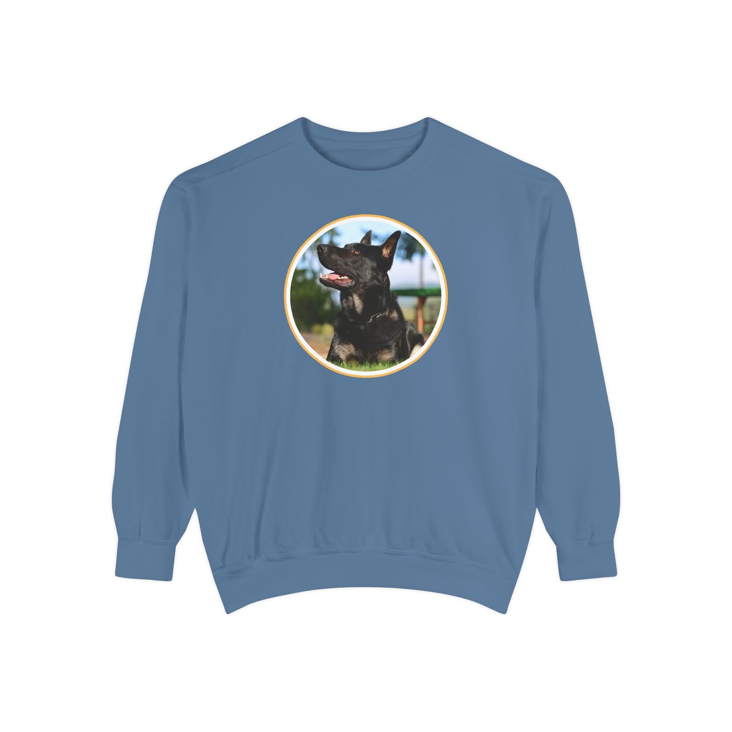 Unisex Dog Lover Sweatshirt With Close Up of Bicolor German Shepherd Inside Round Shape