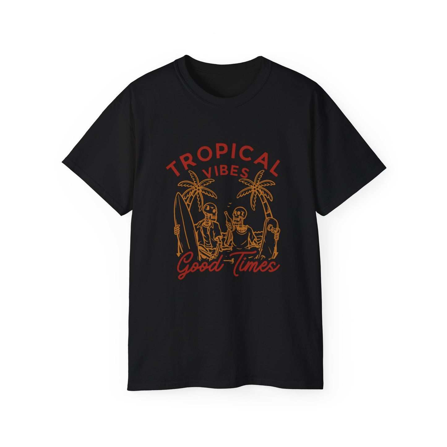 Tropical Vibes Unisex Cotton Tee, Fun Summer Shirt, Vacation Outfit, Beach Party Apparel, Good Times Graphic Tee