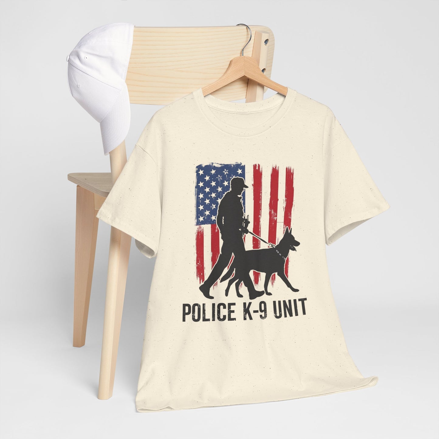 Patriotic Police K-9 Unit Heavy Cotton Tee, Unisex Cotton Shirt for Dog Lovers, Law Enforcement Apparel, Gifts for Police Officers