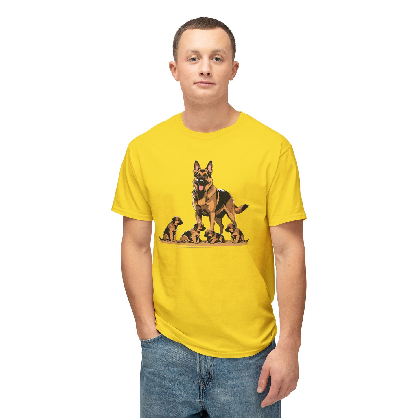 Adorable German Shepherd Family T-Shirt | Dog Lover Gift, Pet Owners Tee, Animal Lovers Apparel, Cute Canine Shirt, Father's Day Gift