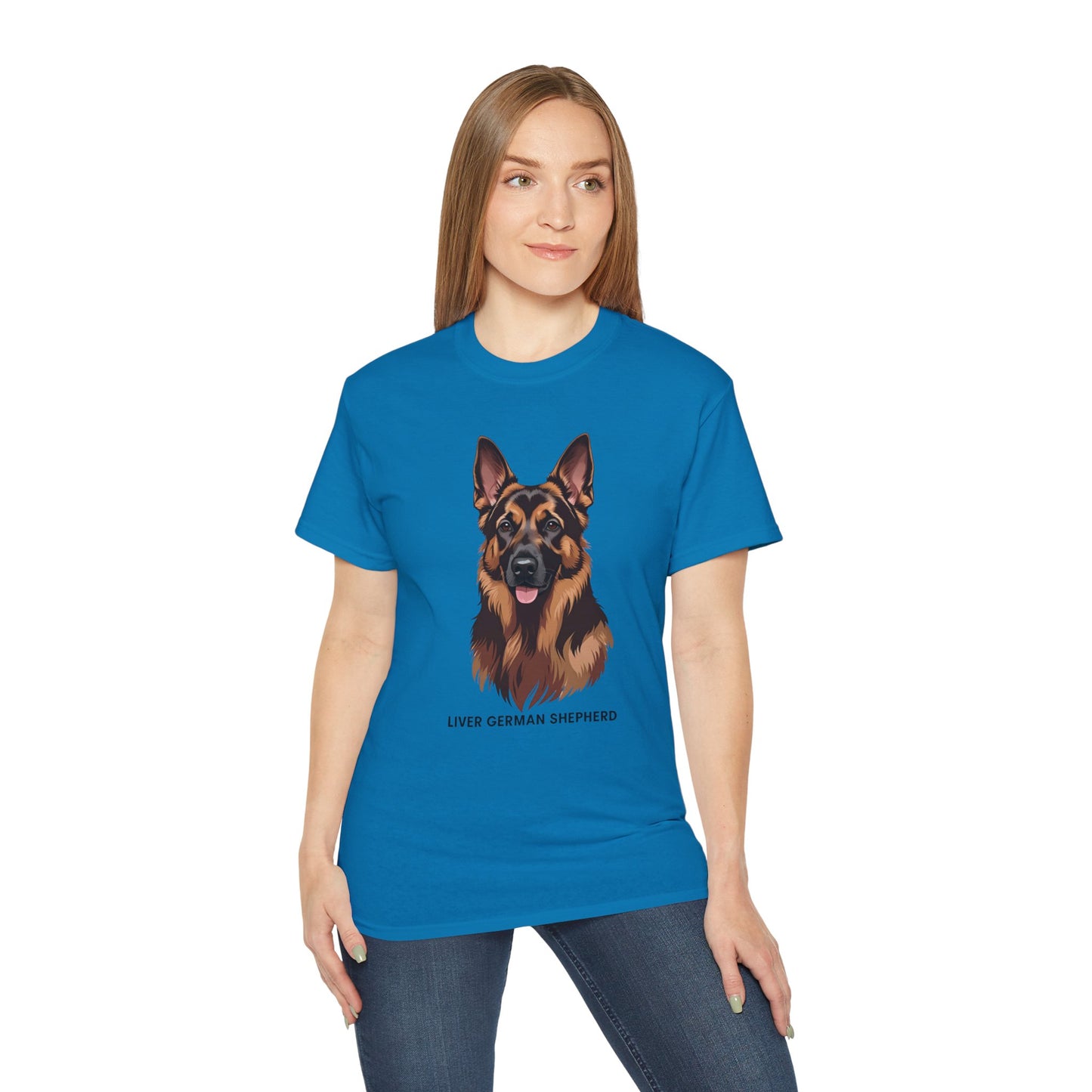 Liver German Shepherd Tee, Dog Lover Shirt, Pet Owner Gift, Animal Print T-Shirt, Unisex Graphic Tee, Birthday Present for Dog Lovers