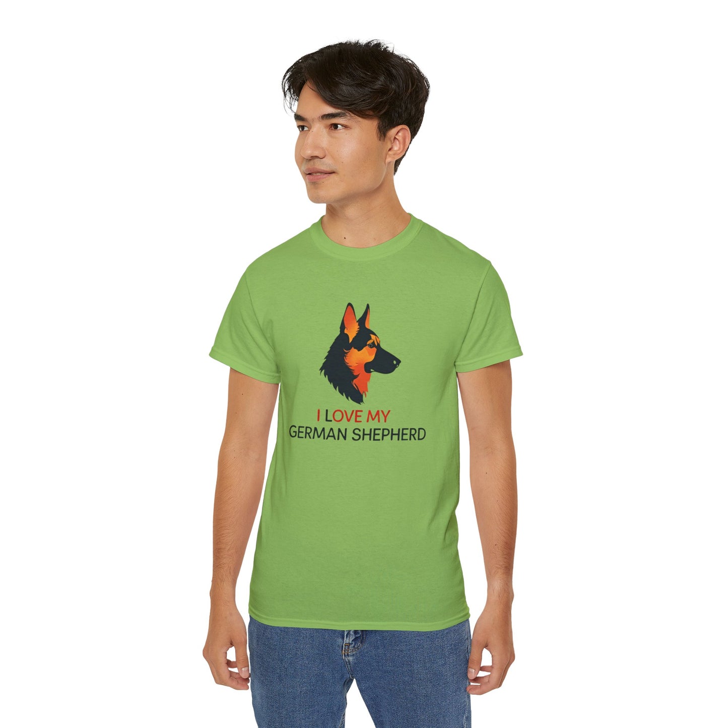 German Shepherd Lovers Unisex Ultra Cotton Tee - "I Love My German Shepherd", Dog Owner Gift, Canine Apparel, Pet Lover T-Shirt