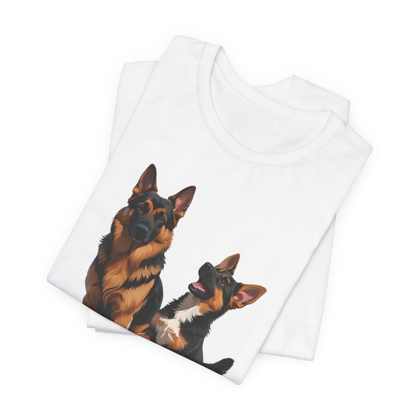 German Shepherd and Puppy Tee - Guardian of the Heart, Gifting for Pet Owners, Cute Graphic Shirt, Perfect for Birthdays, Dog-Themed Apparel