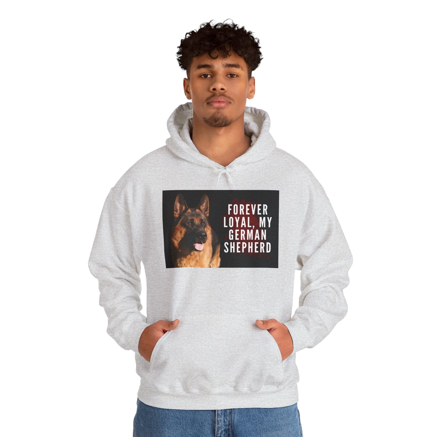 Unisex Dog Lover Hoodie With a German Shepherd and Caption Forever Loyal