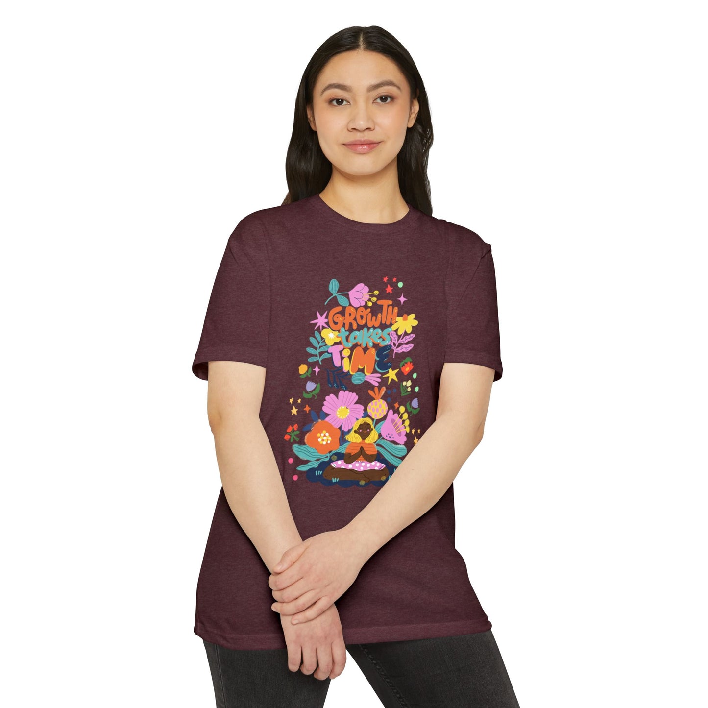 Growth Takes Time Floral Unisex T-Shirt, Spring Tee, Inspirational T-Shirt, Casual Wear, Unique Gift Idea