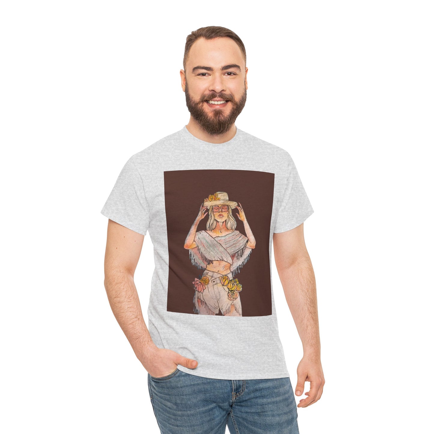 Bohemian Vibes Unisex Heavy Cotton Vintage Tee, Casual Wear, Summer Style Shirt, Gift for Her, Festival Outfit, Art-Inspired Apparel