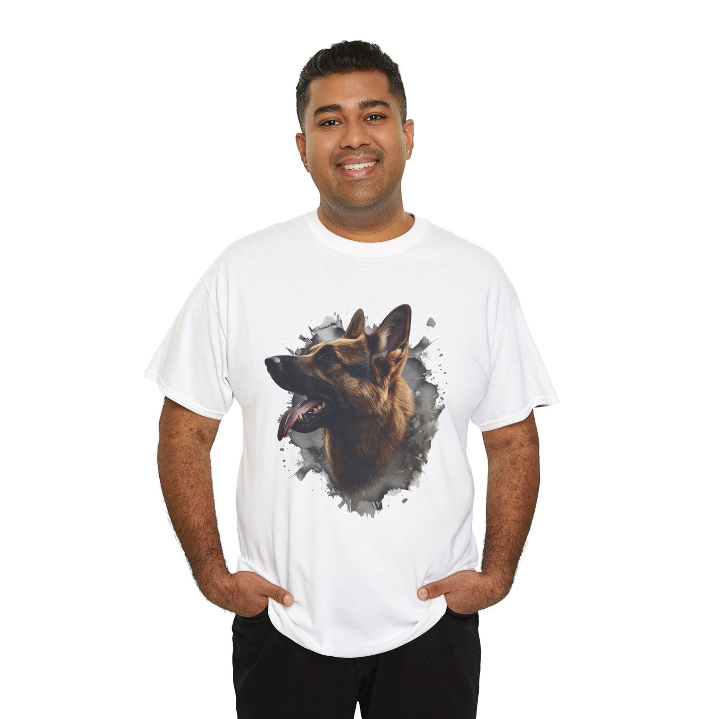 German Shepherd Lover Tee With 3D Design, Unisex Cotton Shirt, Dog T-Shirt, Pet Lovers Gift, Animal Enthusiast Apparel
