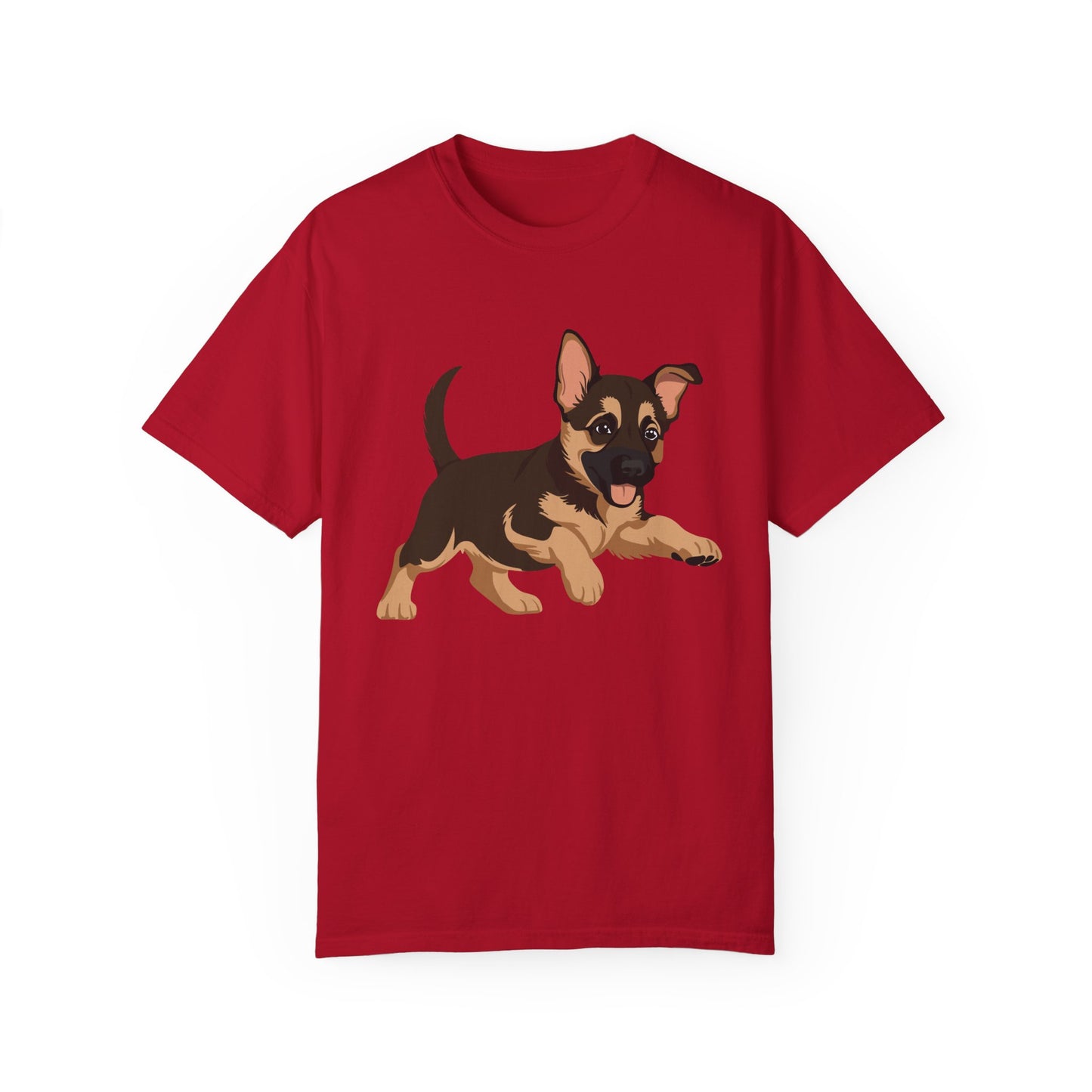 Unisex Dog Lover T-Shirt With a Graphic of Cute Playing German Shepherd Puppy