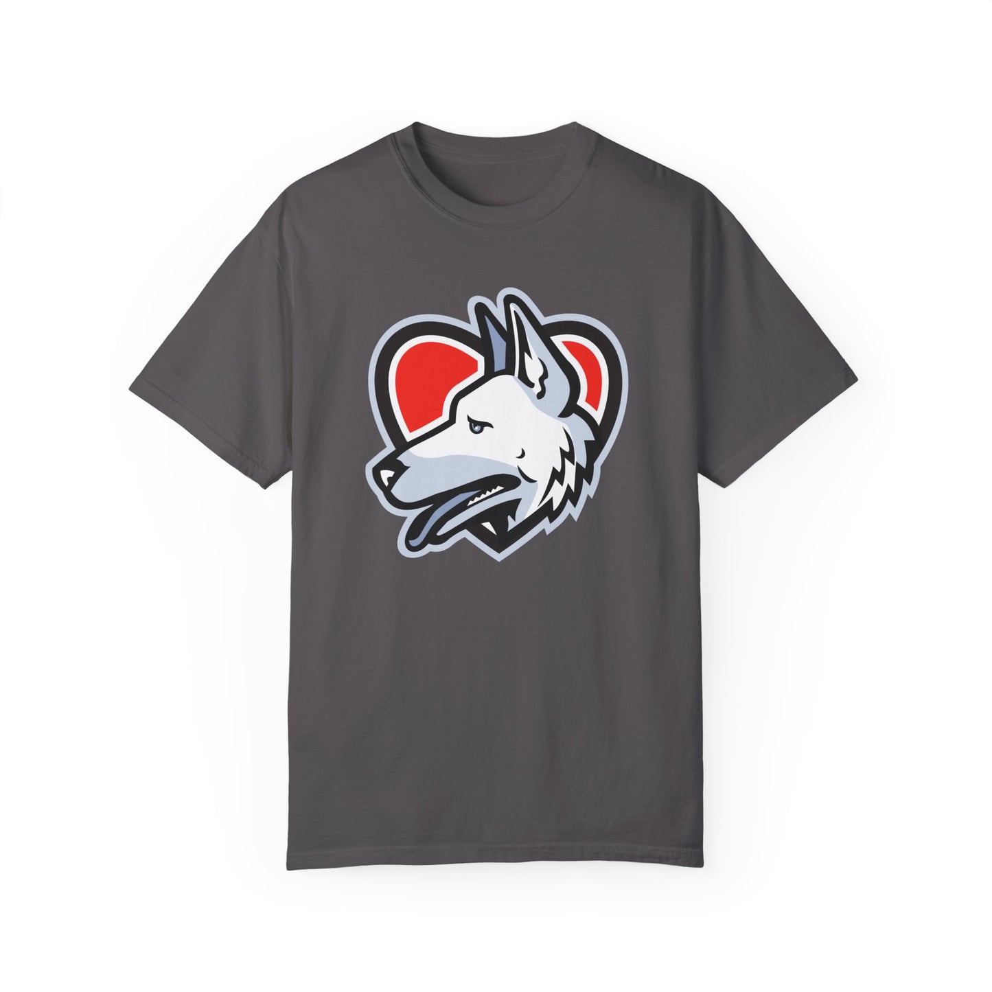 Unisex Dog Lover T-Shirt With a Close Up Graphic of German Shepherd Placed Inside Red Heart
