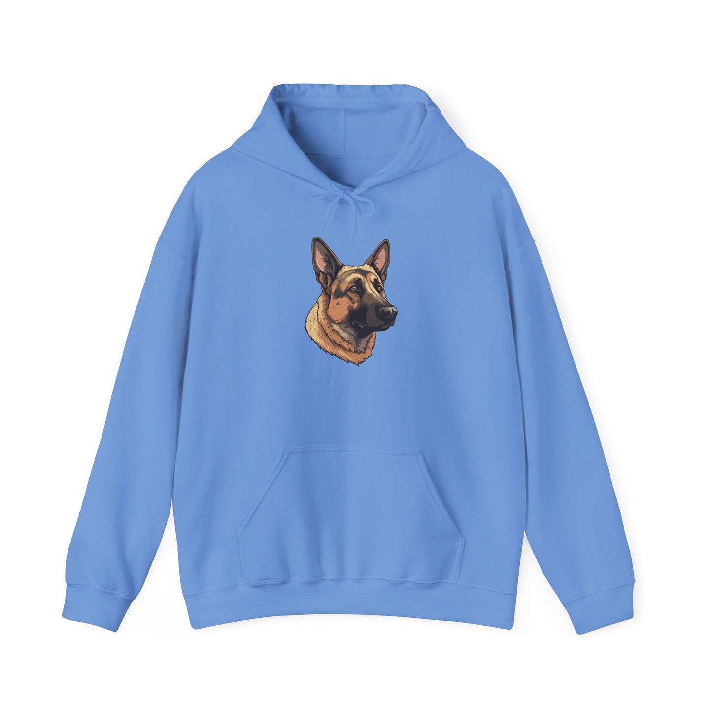 Unisex Dog Lover Hoodie With a Close Up Graphic of Serious German Shepherd