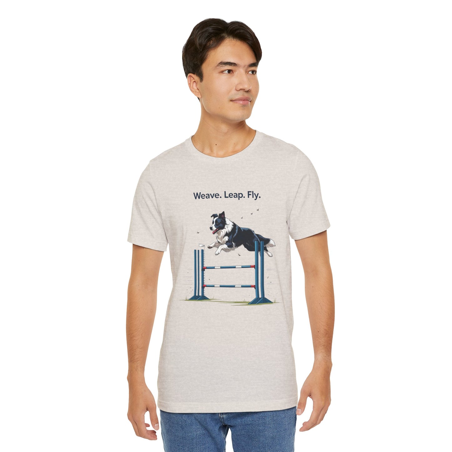 Dog Agility Spirit T-Shirt, Weave Leap Fly Tee, Gifts for Dog Lovers, Pet Enthusiasts, Animal Lovers T-Shirt, Casual Wear, Dog Show Gear