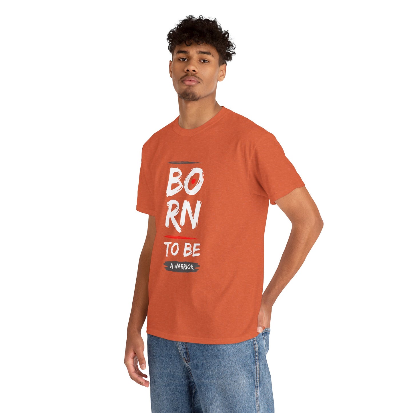 Born to Be a Warrior Unisex Heavy Cotton Tee, Inspirational Shirt for Veterans, Motivational Gift, Fitness Apparel, Casual Wear