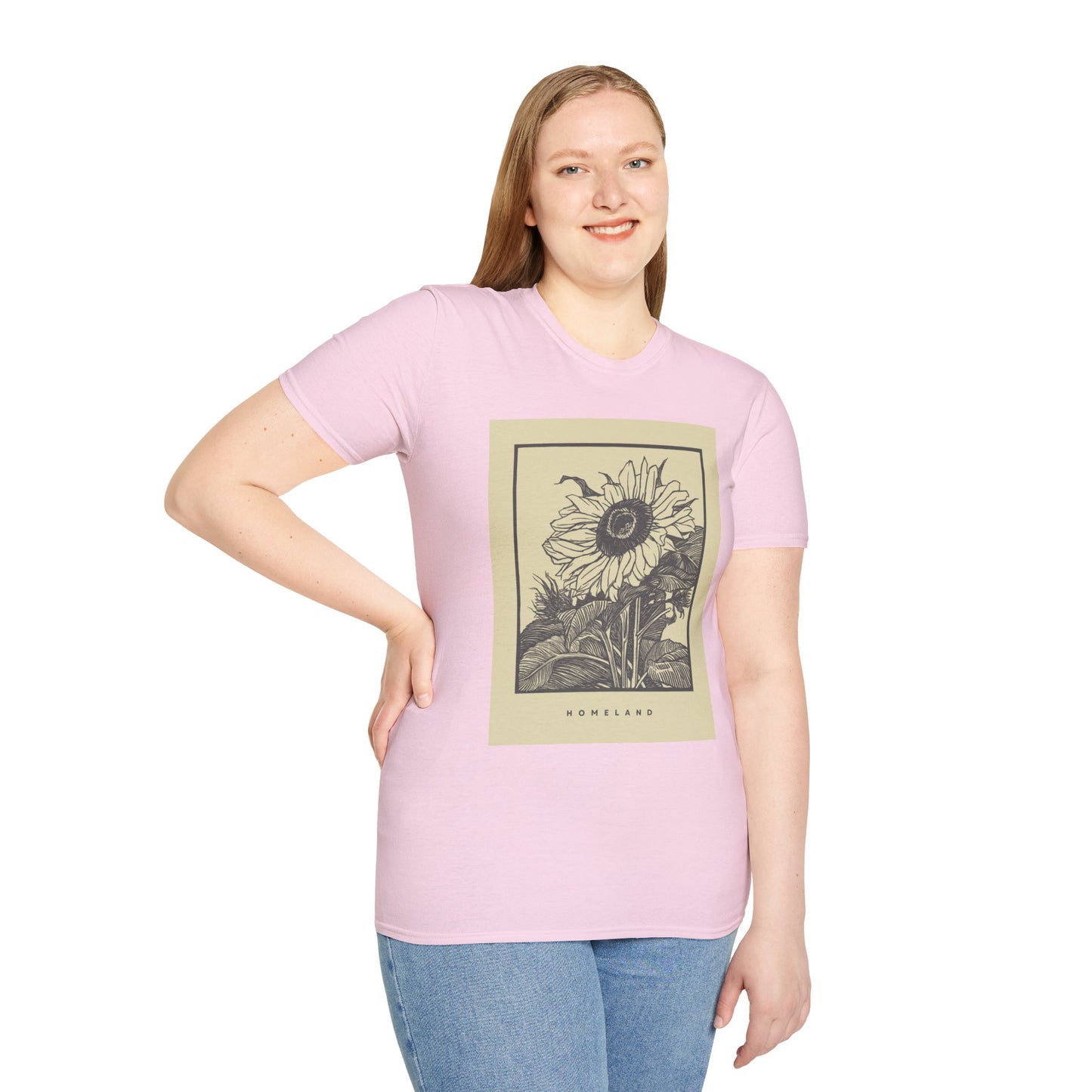 Vintage Sunflower Unisex T-Shirt, Softstyle Tee, Casual Wear, Nature Lover Gift, Summer Fashion, Homelands Design