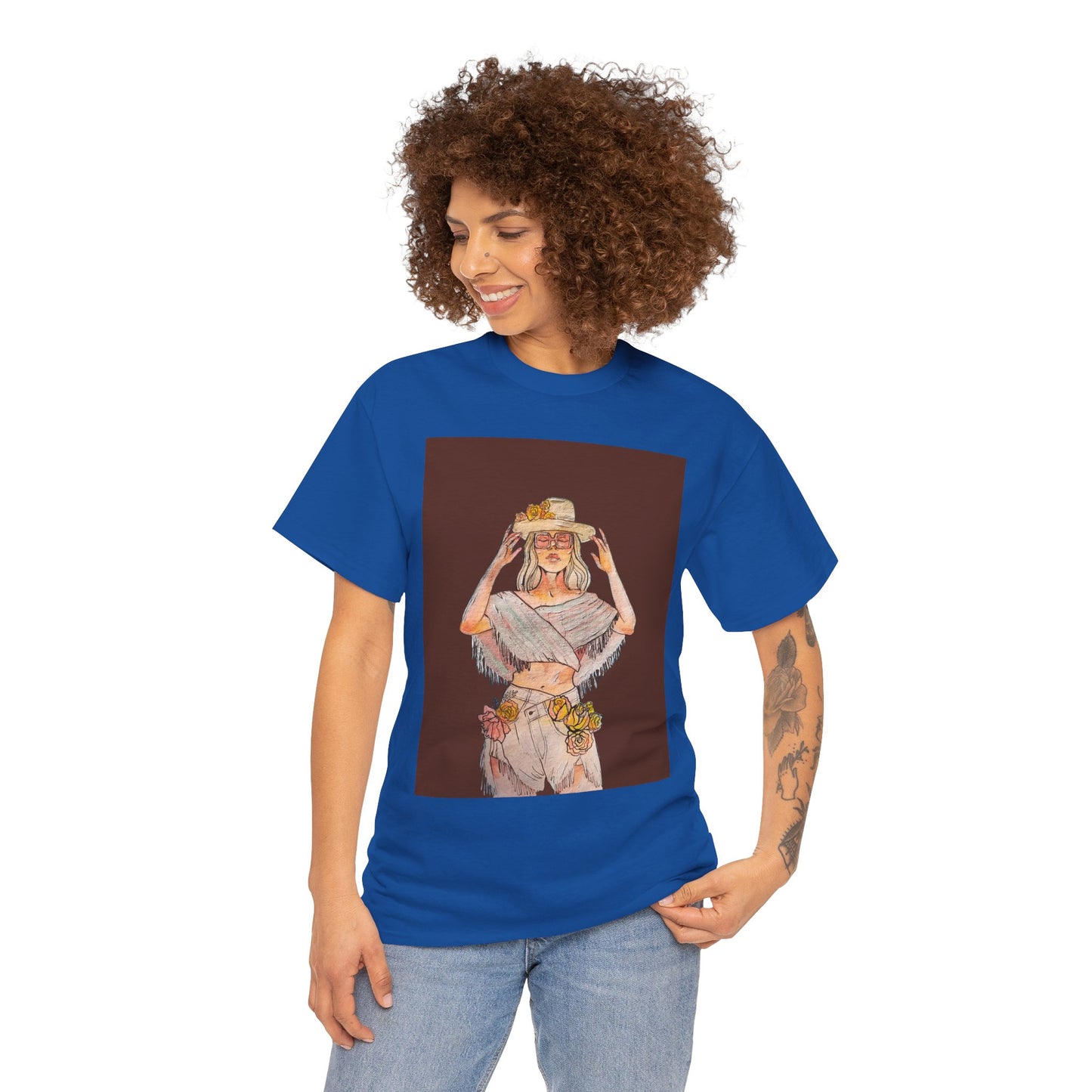 Bohemian Vibes Unisex Heavy Cotton Vintage Tee, Casual Wear, Summer Style Shirt, Gift for Her, Festival Outfit, Art-Inspired Apparel